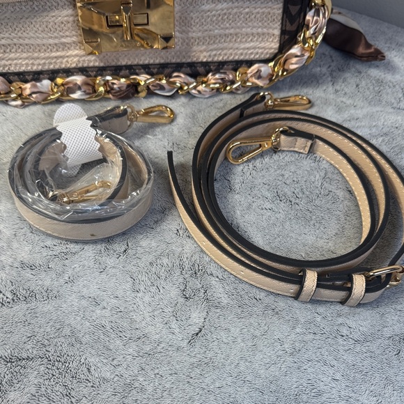 Aldo Cailla Mini Woven Satchel - Tan/Brown - Like New - Picture 3 of 12